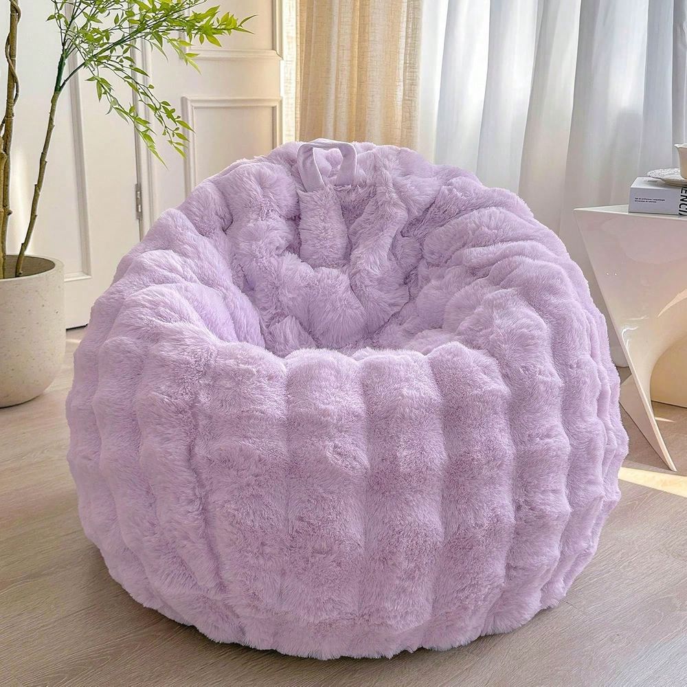 Kids Outdoor Bean Bag - ปลอกเบาะบีนแบ็กขนกระต่ายเทียมสำหรับเด็กและผู้ใหญ่ นุ่มฟู น่าสัมผัส ใช้เก็บของได้ ดีไซน์ลายวาฟเฟิล ไม่มีไส้ใน