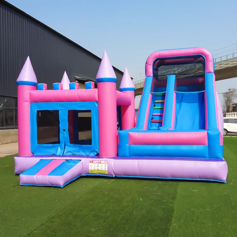 Kids Outdoor Inflatable - บ้านลมเป่าลมเชิงพาณิชย์สีสันสดใส บ้านเด้งดึ๋งเป่าลมหรูหราพร้อมสไลเดอร์ สำหรับเด็กเล่นในร่มและกลางแจ้ง