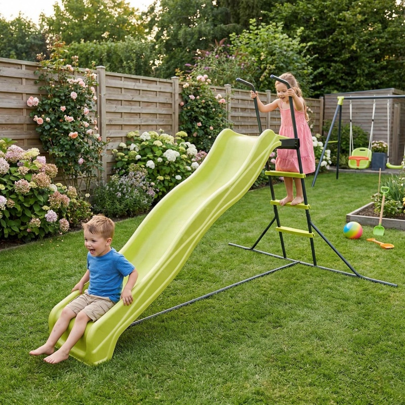 Kids Outdoor Climber - สไลเดอร์กลางแจ้งแบบตั้งพื้นขนาด 2.2 เมตร สไลเดอร์ขนาดใหญ่พร้อมชุดเล่นปีนป่ายและสไลเดอร์ในร่ม พร้อมทางลาดยาวพิเศษสำหรับเด็ก