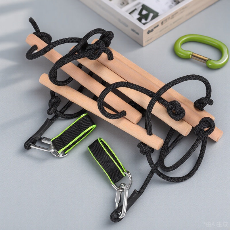 Kids Outdoor Wooden Climbing Frame - 1 ชุด บันไดเชือกปีนป่ายสำหรับเด็ก โครงปีนป่ายสนามเด็กเล่นไม้ อุปกรณ์กิจกรรมกลางแจ้งสำหรับเด็ก ช่วยพัฒนาการประสานงานทางร่างกาย