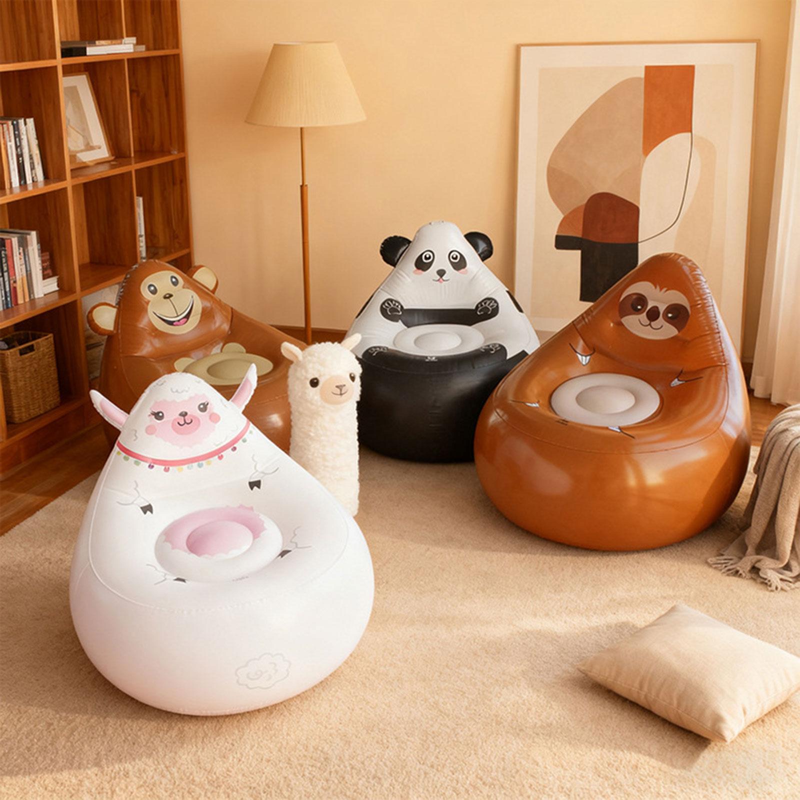Kids Outdoor Lounge Chair - โซฟาเป่าลมสำหรับเด็ก ลายการ์ตูน เก้าอี้พักผ่อนแบบปรับเอนได้ ทำจากพีวีซี น้ำหนักเบา เหมาะสำหรับพักผ่อน