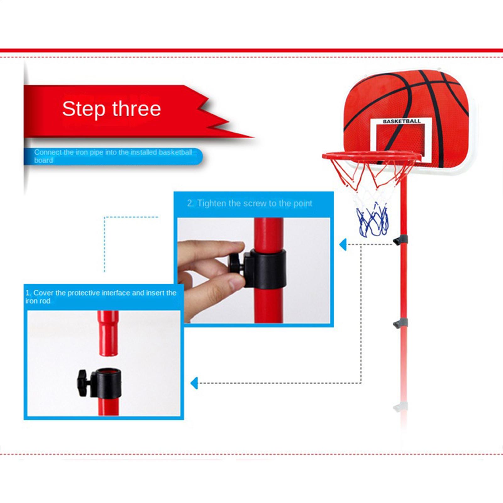 Kids Outdoor Basketball - ห่วงบาสเก็ตบอลและขาตั้งสำหรับเด็ก พร้อมลูกบอล 3 ลูก ปั๊มลม ปรับความสูงได้