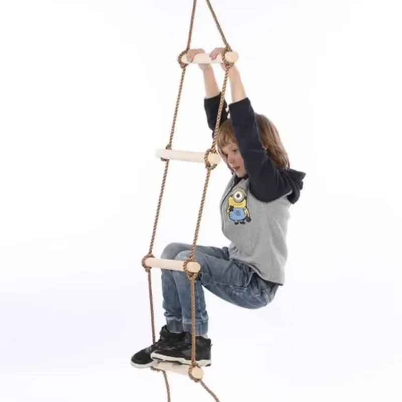 Kids Outdoor Climber - บันไดเชือกปีนป่ายสำหรับเด็ก วัสดุไม้ ชิงช้าเด็ก เกมในร่มและกลางแจ้ง ของเล่นสนามเด็กเล่น สนามหลังบ้าน