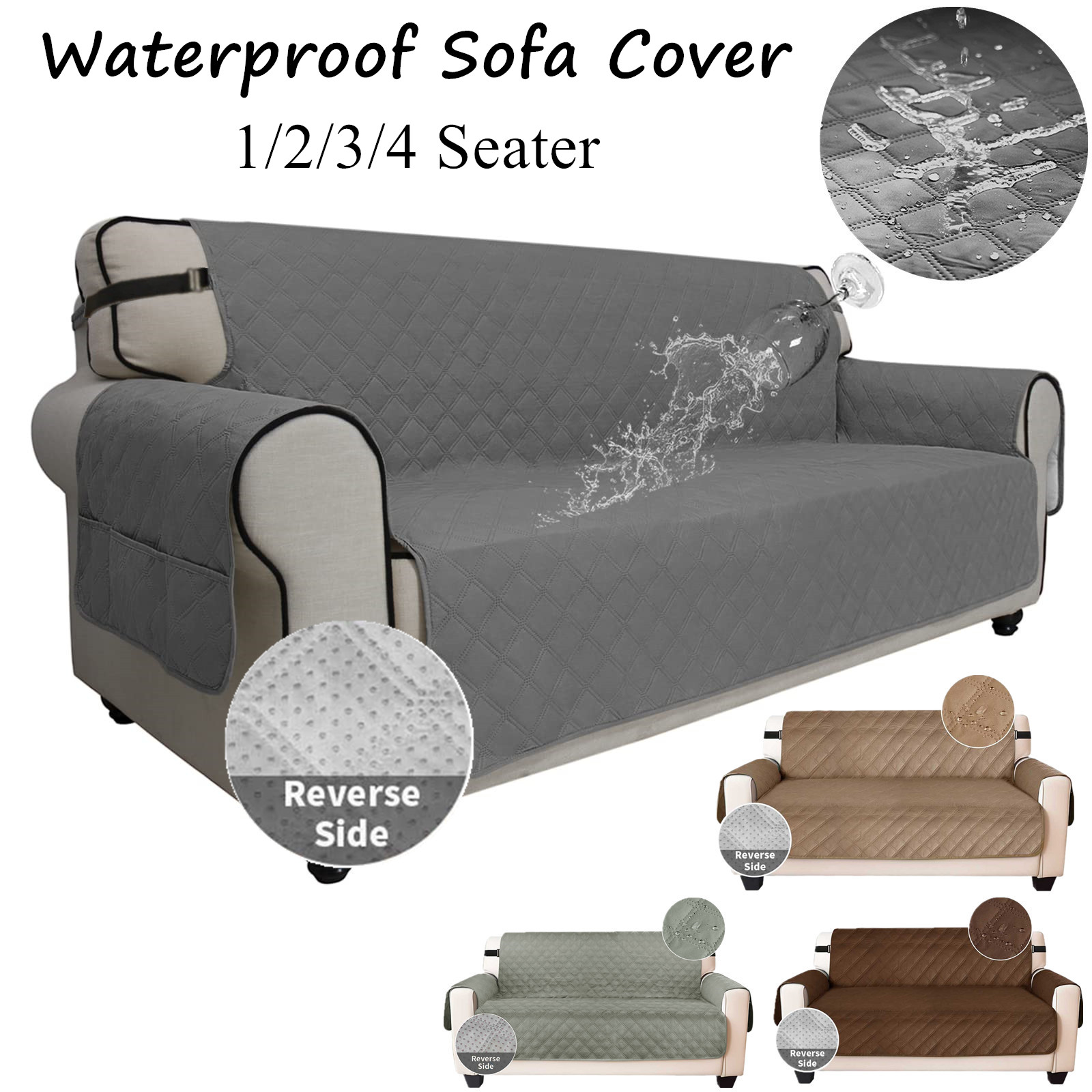 Kids Outdoor Lounge Chair - โซฟากันน้ํา REVERSIBLE Quilted โซฟาสําหรับ 1/2/3/4 ที่นั่งโซฟาเฟอร์นิเจอร์
