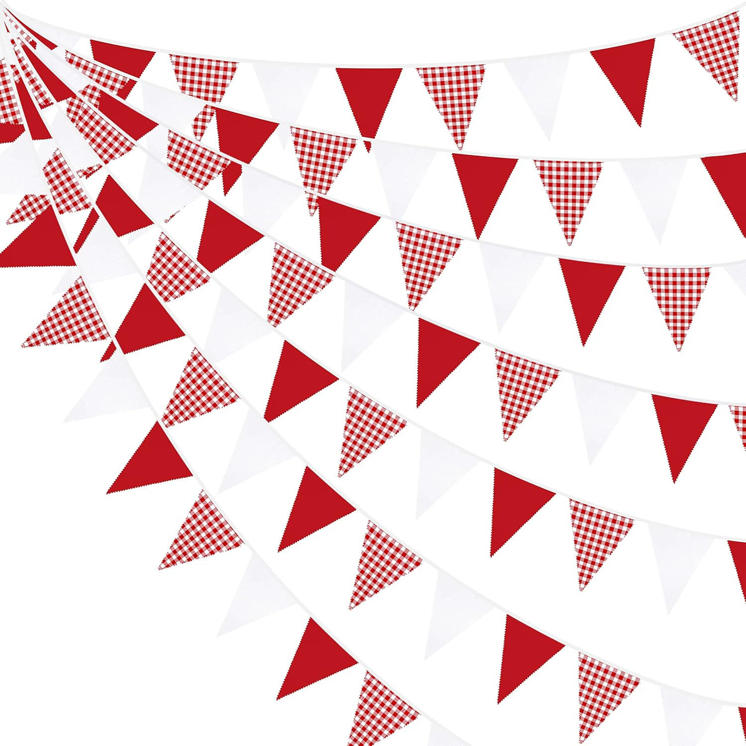 Kids Outdoor Garden Set - ธงสามเหลี่ยมสีแดงขาว ประดับตกแต่งงานรื่นเริง งานวันเกิดเด็ก งานแต่งงาน ตกแต่งสวนกลางแจ้ง