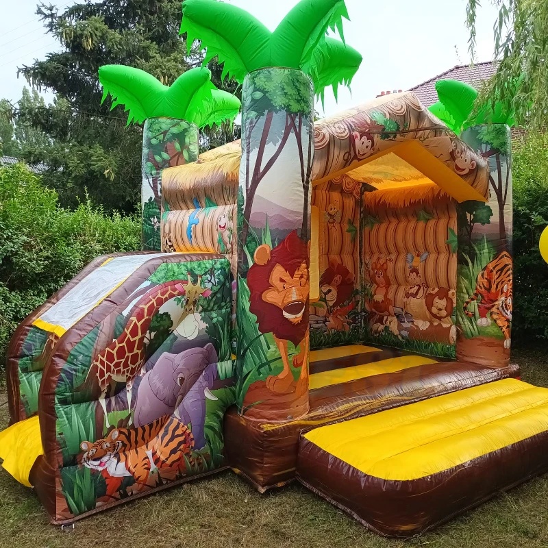 Kids Outdoor Zoo - ปราสาทลมเป่าลมธีมสวนสัตว์สำหรับเด็ก บ้านกระโดดเด้งดึ๋งสำหรับงานปาร์ตี้กลางแจ้ง ลดราคาพิเศษ