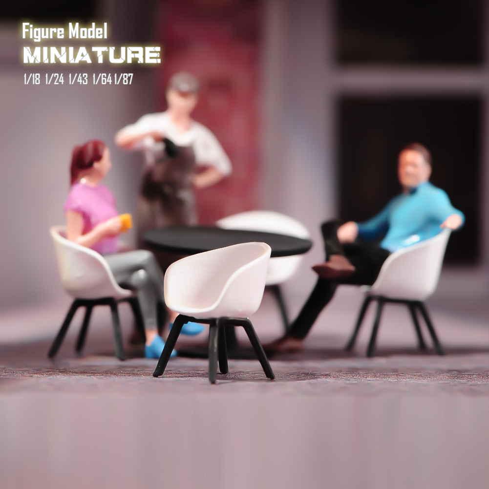Kids Outdoor Table With Umbrella - Miniature เฟอร์นิเจอร์รุ่น 1/43 1/64 1/87 ร่มตารางและเก้าอี้ชุด