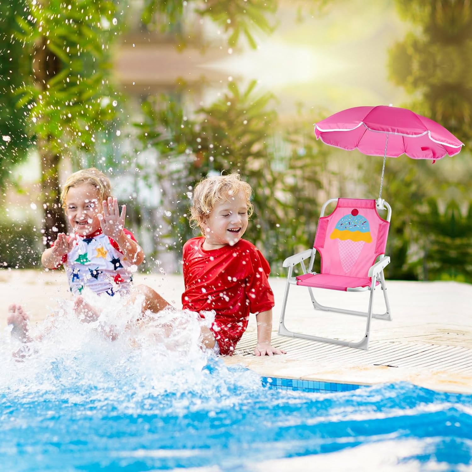 1 ชุดเก้าอี้ชายหาดพับพร้อมร่มเ - Kids Outdoor Lounge Chair บทวิจารณ์และราคา