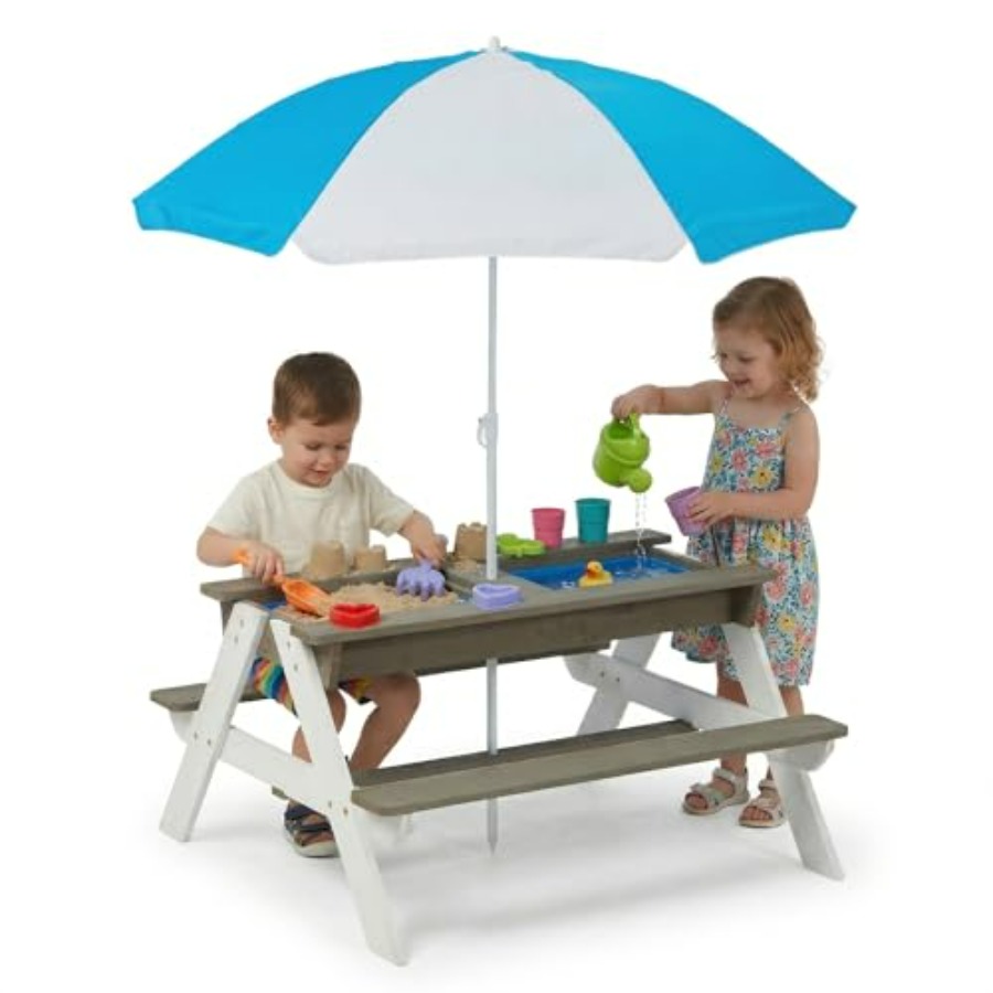 โต๊ะปิกนิกสำหรับเด็กกลางแจ้ง โ - Kids Outdoor Table With Umbrella บทวิจารณ์และราคา