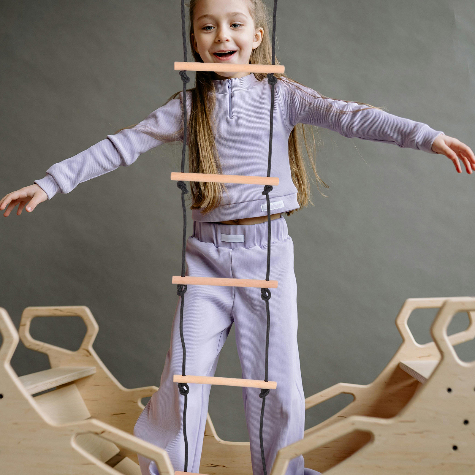 1 ชุด บันไดเชือกปีนป่ายสำหรับเ - Kids Outdoor Wooden Climbing Frame บทวิจารณ์และราคา