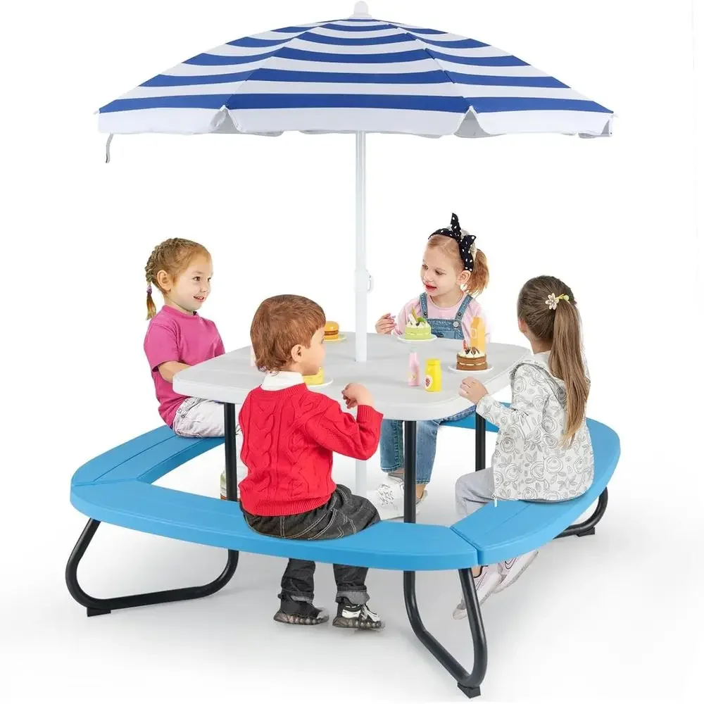 โต๊ะปิกนิกสำหรับเด็ก 8 ที่นั่ง - Kids Outdoor Table With Umbrella บทวิจารณ์และราคา