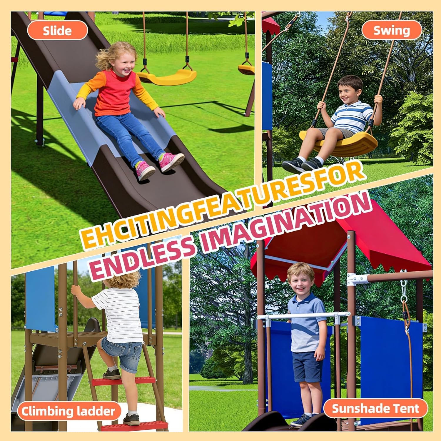 ชุดชิงช้าโลหะสำหรับเด็กพร้อมสไ - Kids Outdoor Garden Set บทวิจารณ์และราคา