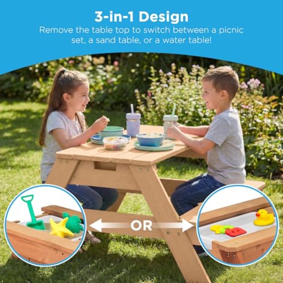 โต๊ะปิกนิกเด็กสำหรับใช้งานกลาง - Kids Outdoor Table With Umbrella บทวิจารณ์และราคา
