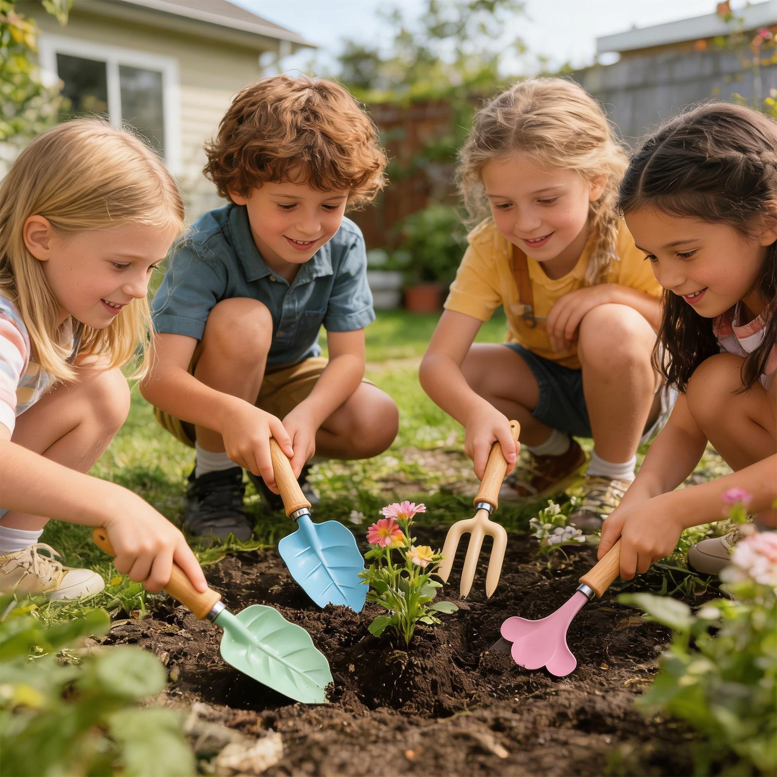 ชุดทำสวนสำหรับเด็ก 4 ชิ้น รูปท - Kids Outdoor Garden Set บทวิจารณ์และราคา