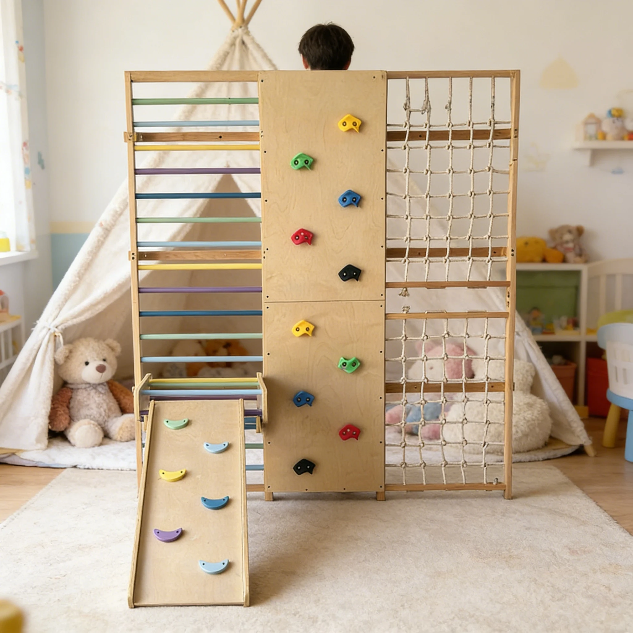 โครงปีนป่ายระดับมืออาชีพ ปี 20 - Kids Outdoor Wooden Climbing Frame บทวิจารณ์และราคา