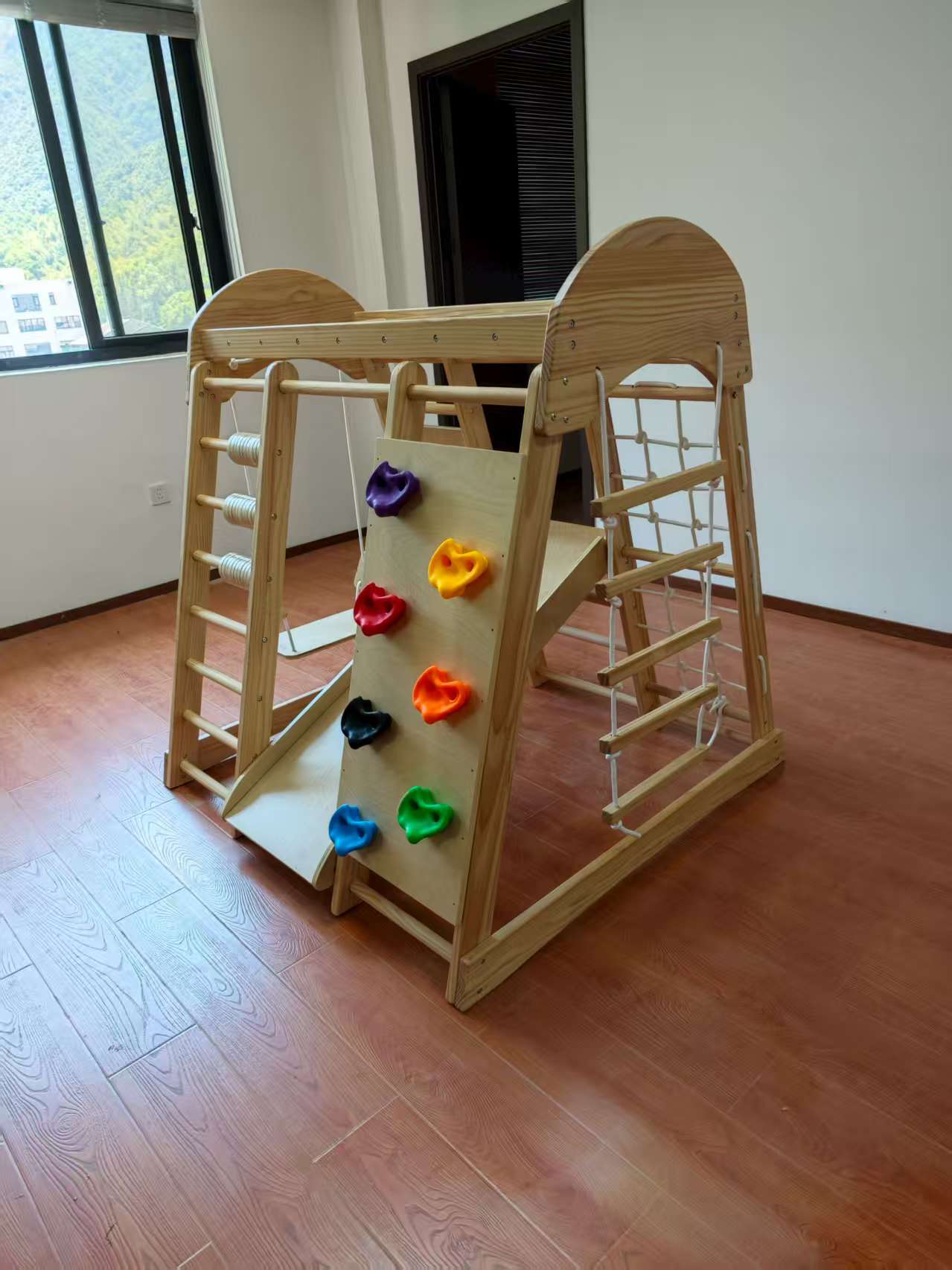 โครงไม้ปีนป่ายสำหรับเด็ก พร้อม - Kids Outdoor Wooden Climbing Frame บทวิจารณ์และราคา