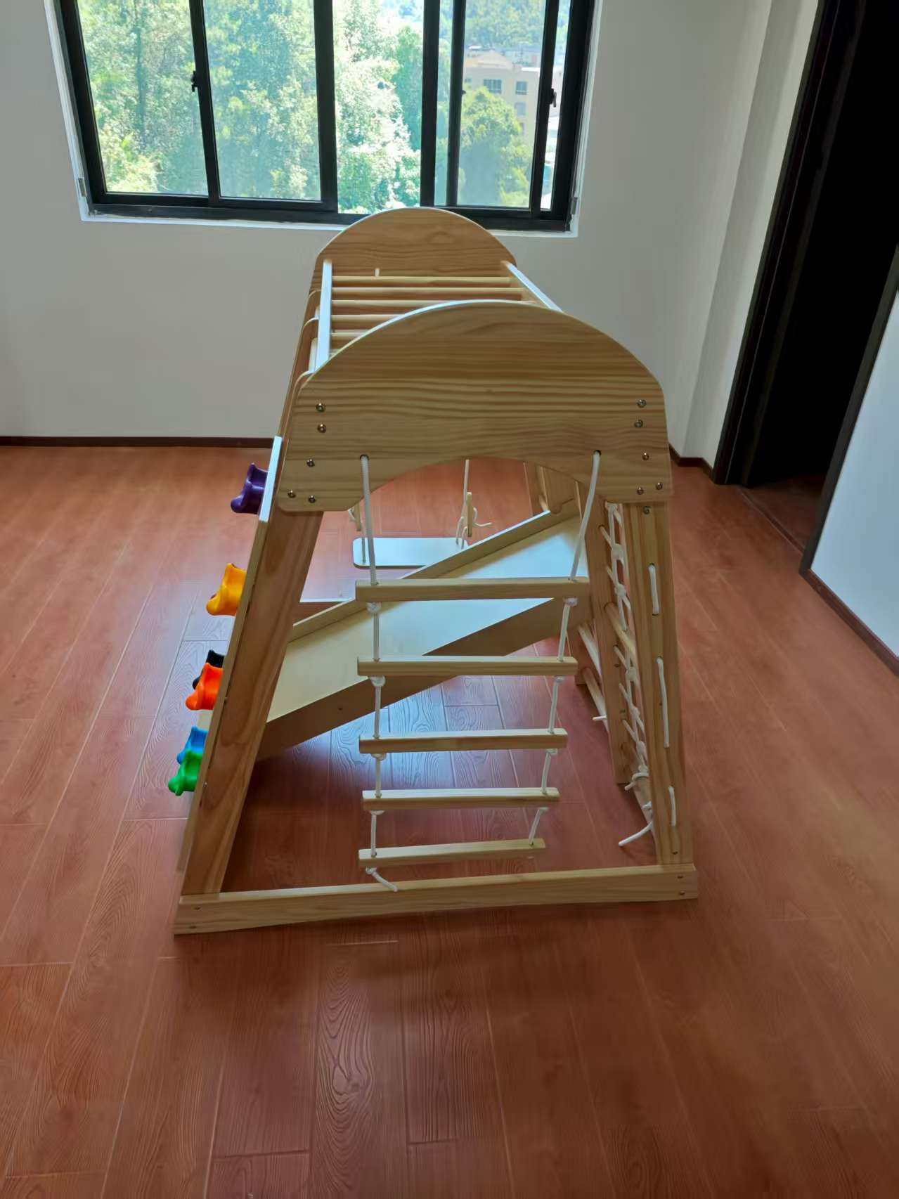 โครงไม้ปีนป่ายสำหรับเด็ก พร้อม - Kids Outdoor Wooden Climbing Frame บทวิจารณ์และราคา