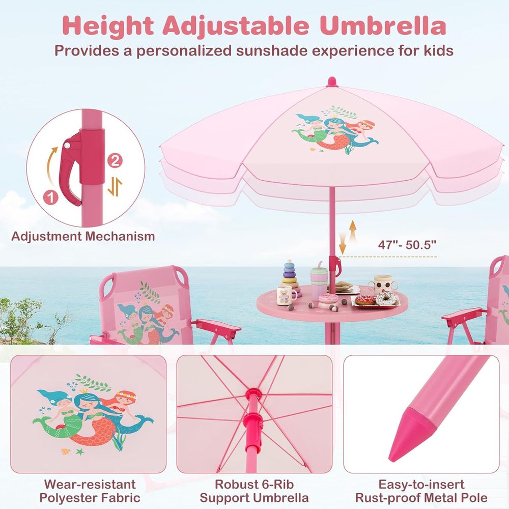 โต๊ะปิกนิกสำหรับเด็ก, โต๊ะกลาง - Kids Outdoor Table With Umbrella บทวิจารณ์และราคา