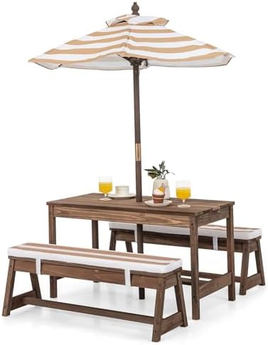 โต๊ะปิกนิกสำหรับเด็ก, ชุดโต๊ะแ - Kids Outdoor Table With Umbrella บทวิจารณ์และราคา
