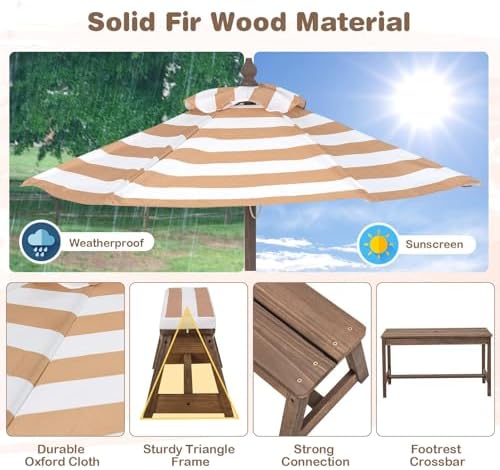 โต๊ะปิกนิกสำหรับเด็ก, ชุดโต๊ะแ - Kids Outdoor Table With Umbrella บทวิจารณ์และราคา