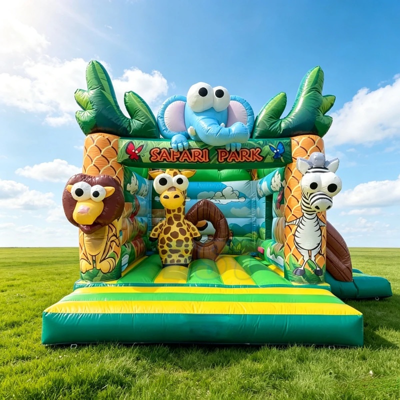 บ้านลมเป่าลมเชิงพาณิชย์ลายป่าพ - Kids Outdoor Zoo บทวิจารณ์และราคา