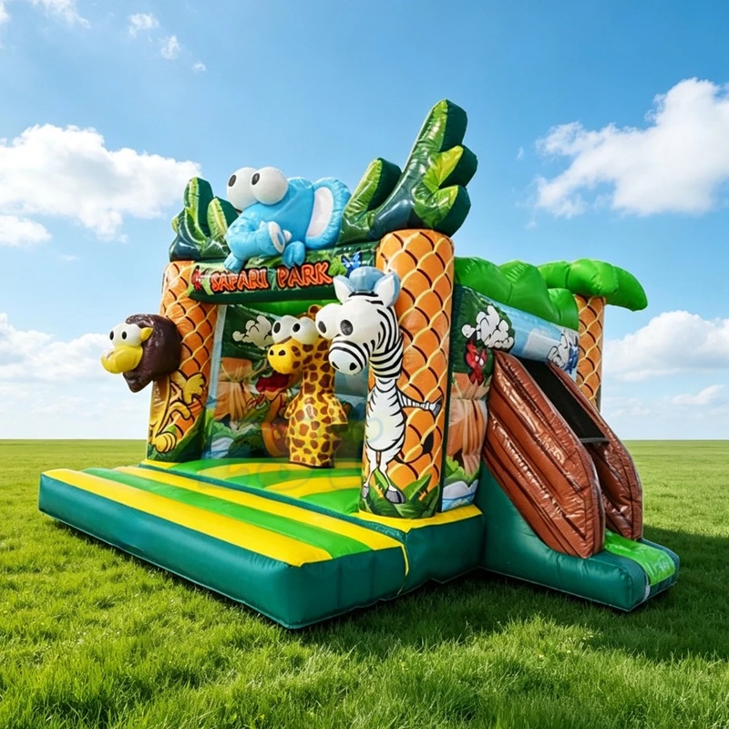 บ้านลมเป่าลมเชิงพาณิชย์ลายป่าพ - Kids Outdoor Zoo บทวิจารณ์และราคา