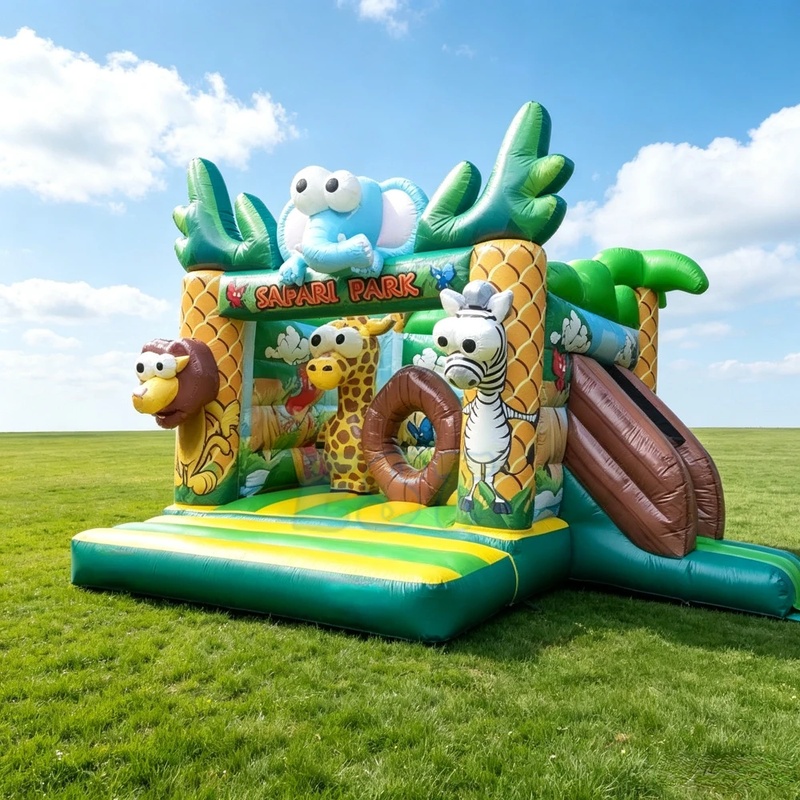 บ้านลมเป่าลมเชิงพาณิชย์ลายป่าพ - Kids Outdoor Zoo บทวิจารณ์และราคา