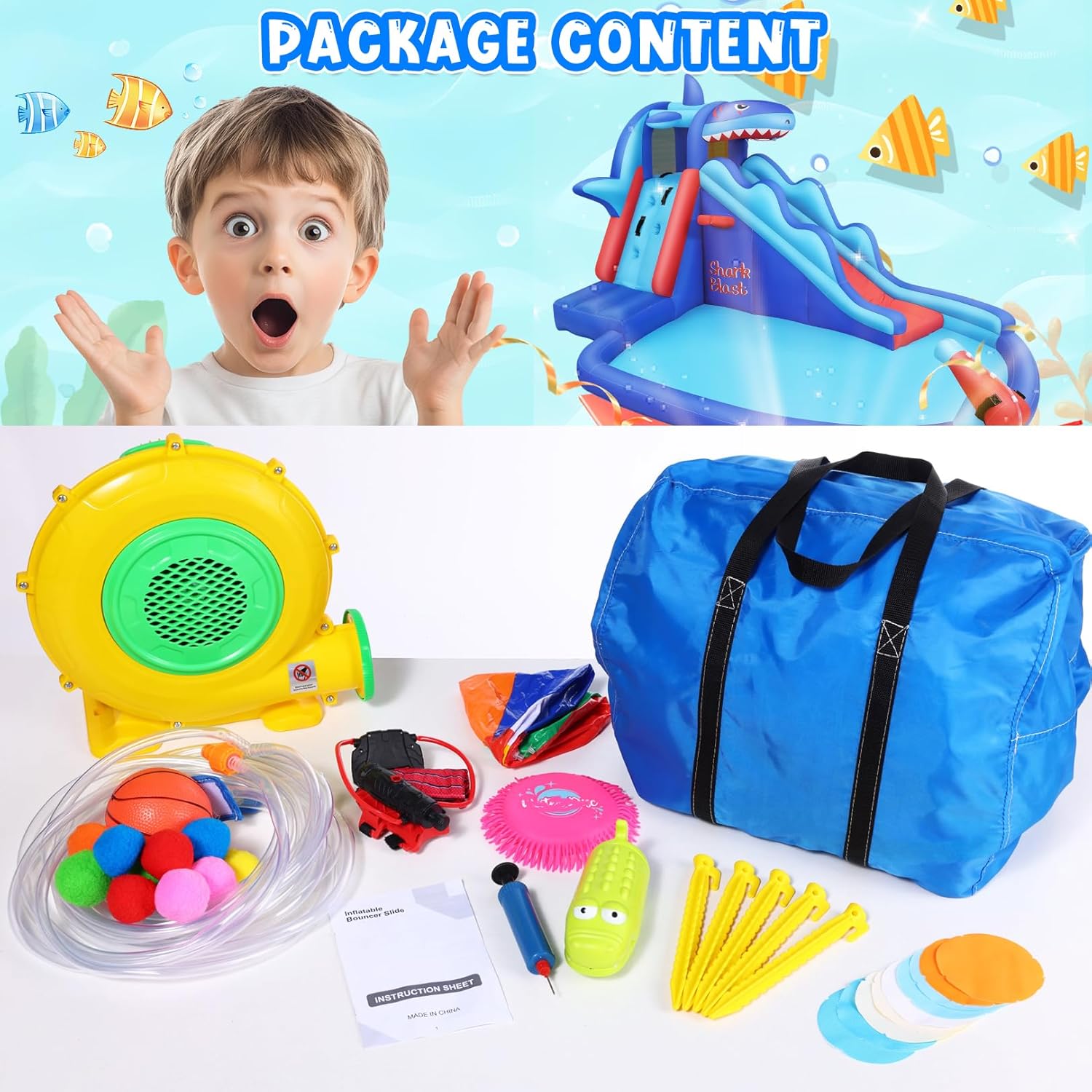 สวนน้ำเป่าลมธีมฉลามสำหรับเด็ก: - Kids Outdoor Basketball บทวิจารณ์และราคา