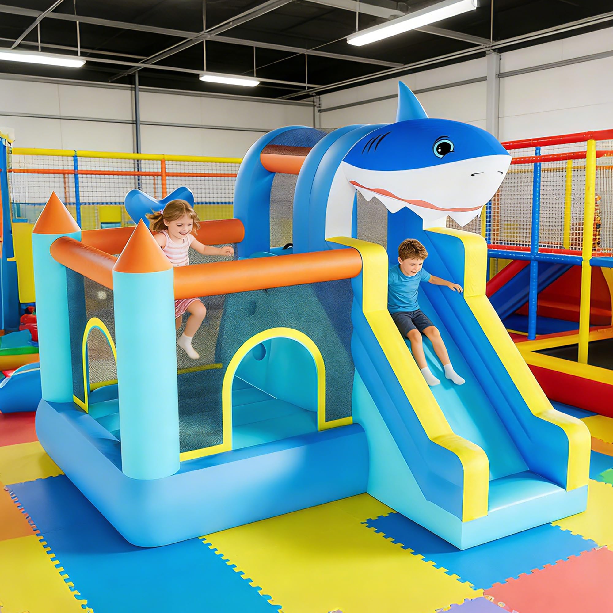บ้านลมเป่าลมพร้อมสไลเดอร์และเค - Kids Outdoor Climber บทวิจารณ์และราคา