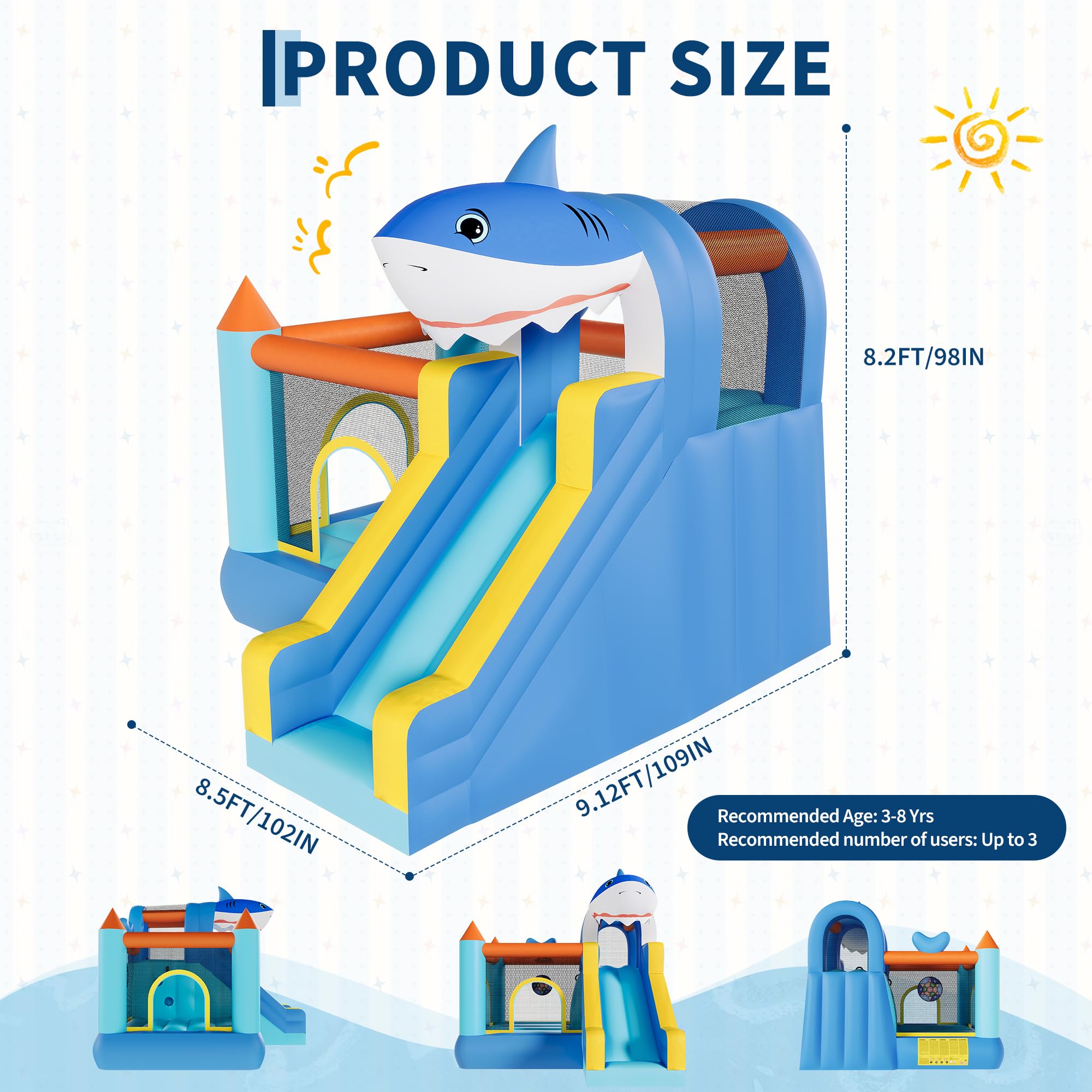 บ้านลมเป่าลมพร้อมสไลเดอร์และเค - Kids Outdoor Climber บทวิจารณ์และราคา