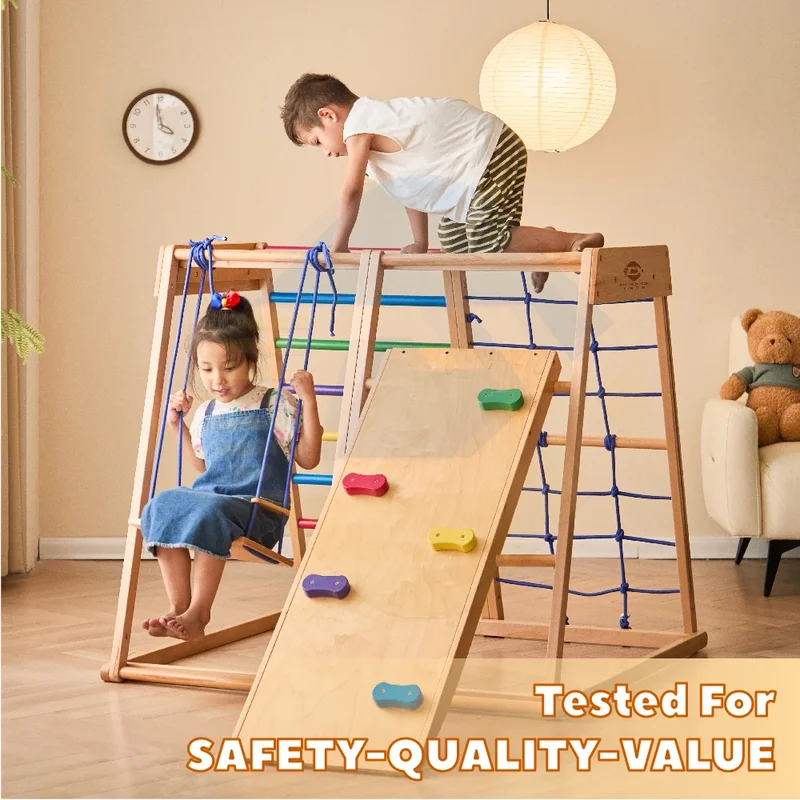 ชุดโครงสร้างปีนป่ายไม้สำหรับเด - Kids Outdoor Wooden Climbing Frame บทวิจารณ์และราคา