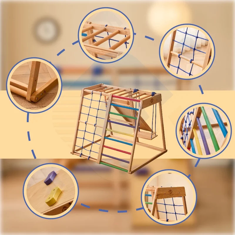 ชุดโครงสร้างปีนป่ายไม้สำหรับเด - Kids Outdoor Wooden Climbing Frame บทวิจารณ์และราคา