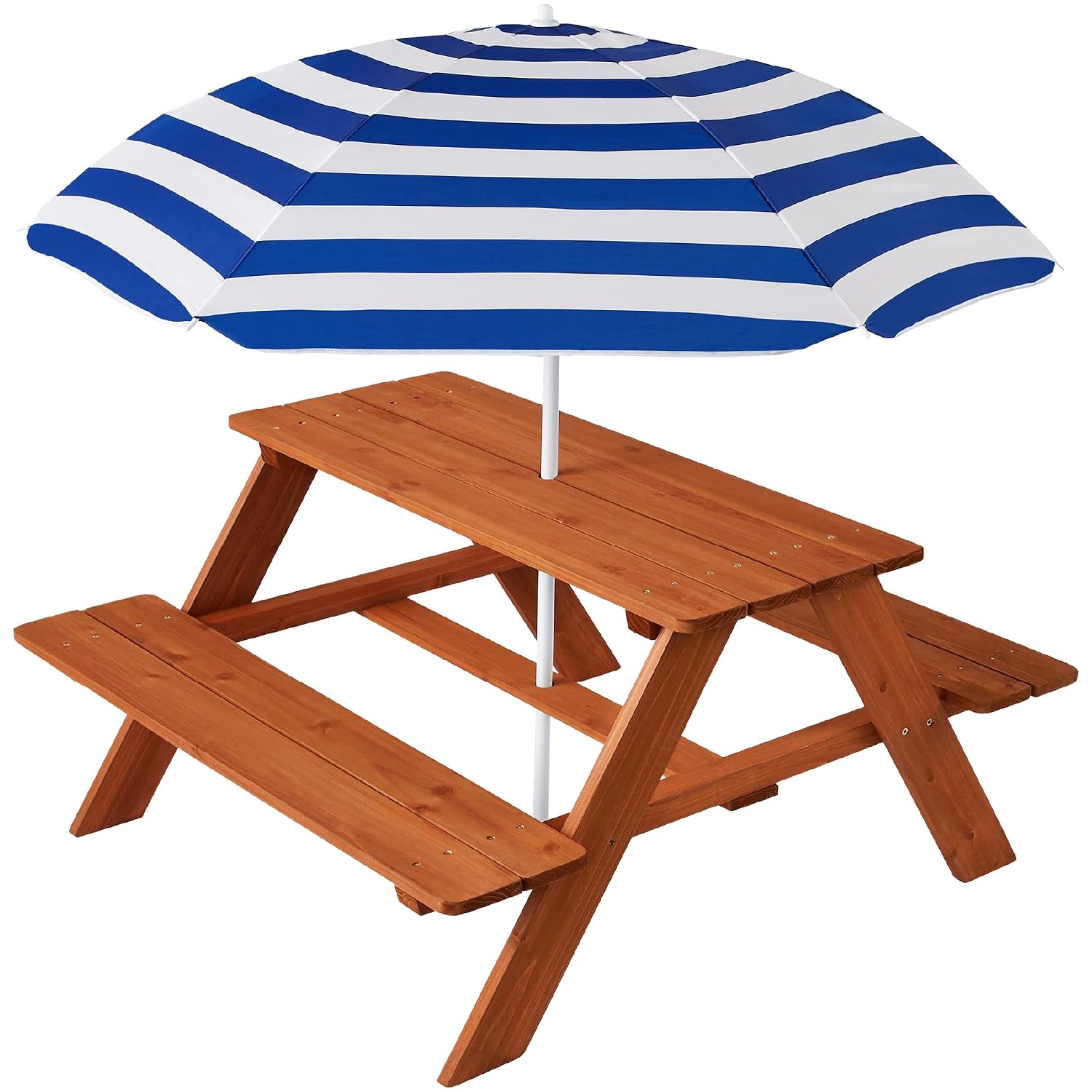 โต๊ะปิกนิกไม้สำหรับเด็กพร้อมร่ - Kids Outdoor Table With Umbrella บทวิจารณ์และราคา