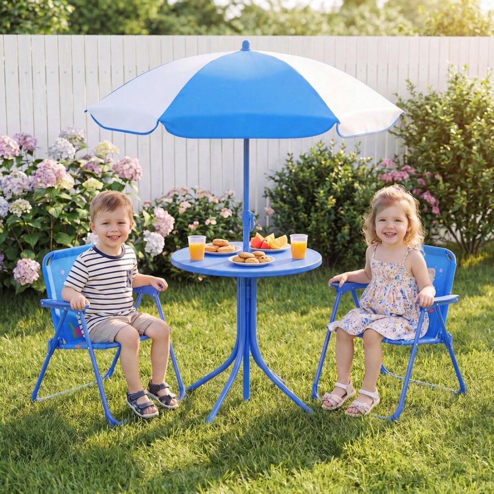 ชุดโต๊ะปิกนิกสำหรับเด็กพร้อมเก - Kids Outdoor Table With Umbrella บทวิจารณ์และราคา